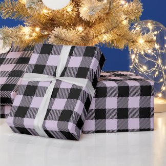 Papel De Presente Bolo Natalino Roxo e Preto Xadrez Búfalo