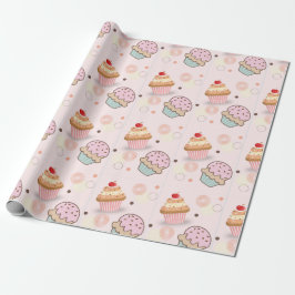 Papel De Presente bolos com padrão fofo e doce