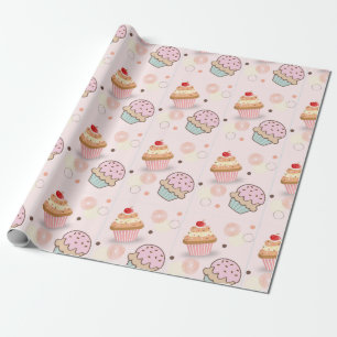 Papel De Presente bolos com padrão fofo e doce