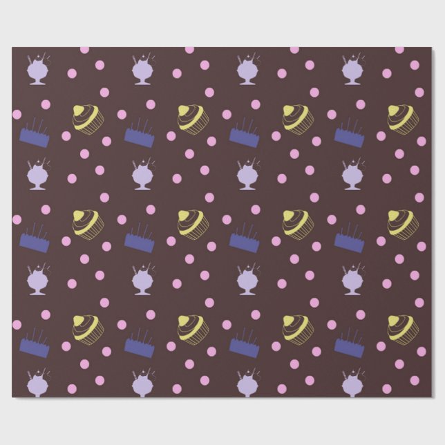 Papel De Presente bolos e sundaes de chocolate (Aberto)