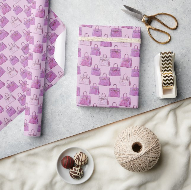 Papel De Presente Bolsa de Mão em Croc Pink Orquídea Padrão de Moda (Artesanato)