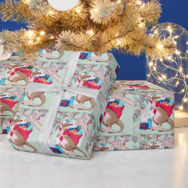 Papel De Presente Bolsa de Papai Noel Canguru Cacatua Merry Christma
