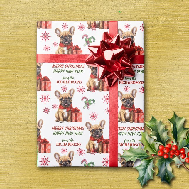 Papel De Presente Bom Natal para o Buldogue Francês (Criador carregado)