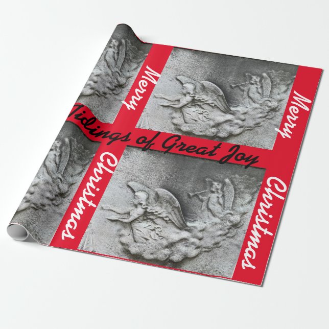 Papel De Presente Bom Tidings Excelente Joy Feliz Natal Angel Paper (Desenrolado)