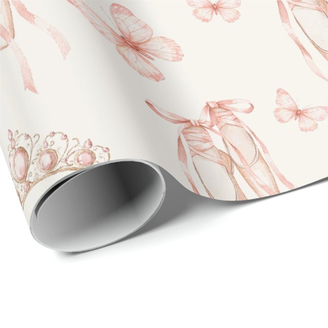 Papel De Presente Bombas de balé rosa e pneumáticos (Ponta do rolo)