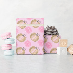 Papel De Presente Bombas e flores, de queda rosa