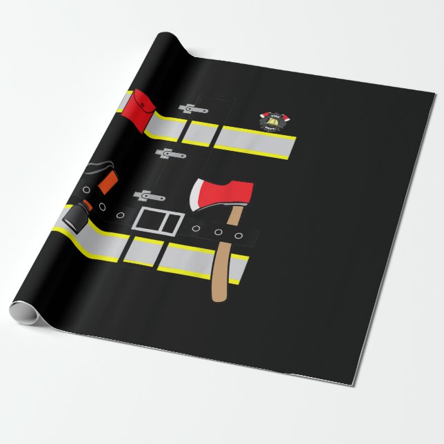 Papel De Presente Bombeiro Uniforme Bombeiro Figurino Halloween DIY (Desenrolado)