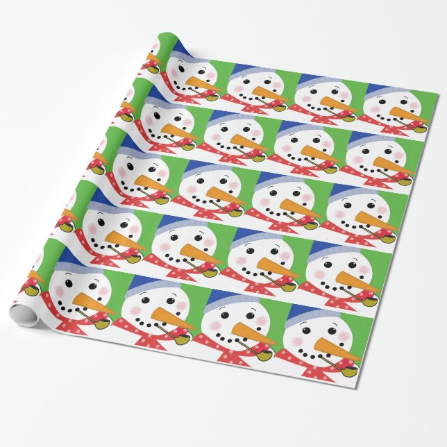 Papel De Presente Bomem de Neve Alegre (Desenrolado)