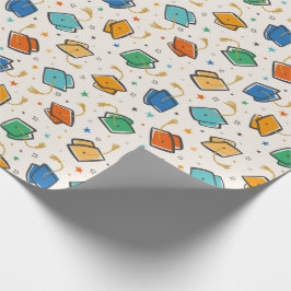 Papel De Presente Boné de formatura colorido e Tassel em creme