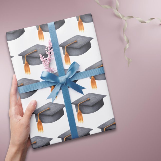 Papel De Presente Boné de formatura preto com  do Ouro (Criador carregado)