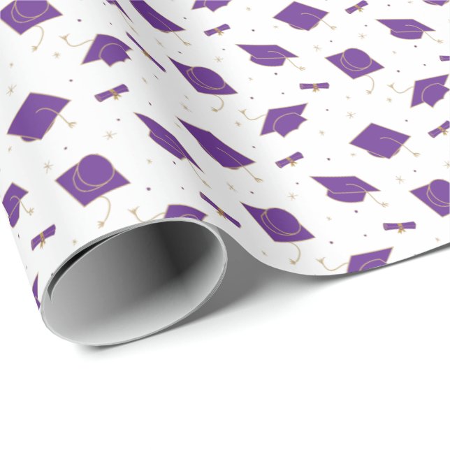 Papel De Presente Boné de formatura Roxo (Ponta do rolo)