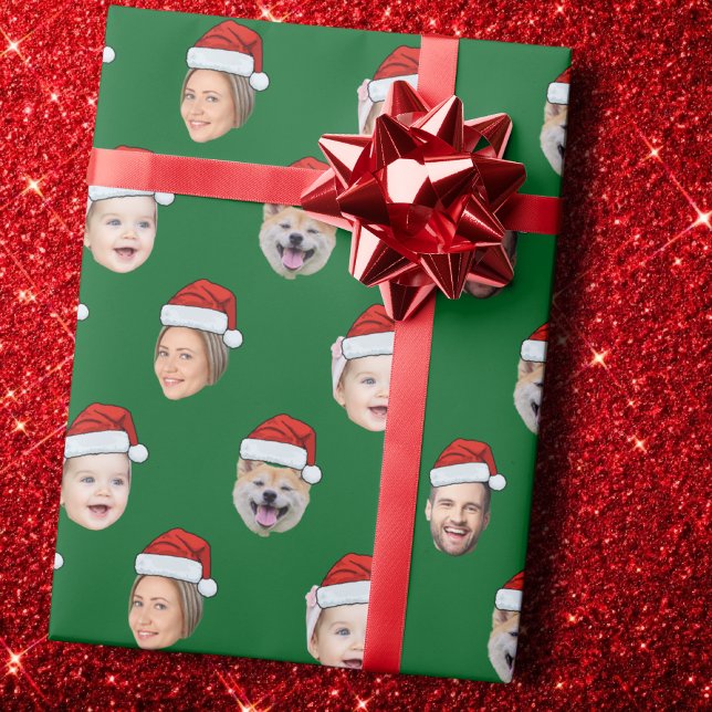 Papel De Presente Boné de Papai Noel com Rosto de Natal Personalizad (Criador carregado)
