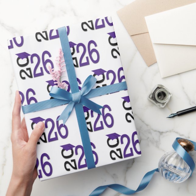 Papel De Presente boné Roxo De Graduação De 2025 A Preto (Presentear)