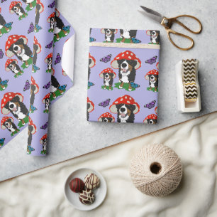 Papel De Presente Boné Vermelho de Cachorro da Montanha Bernese
