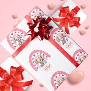 Papel De Presente Boneca de Cachorro Remendado, Coração Fofo Arco-ír