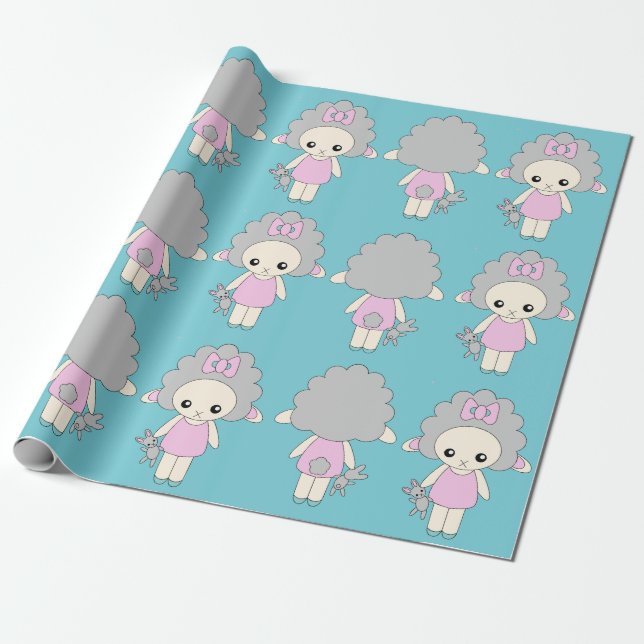 Papel De Presente Boneca de Ovelha Bonita Bonito (Desenrolado)