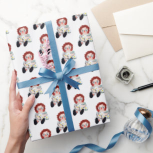 Papel De Presente Boneca Retro Raggedy Ann Com Margaridas