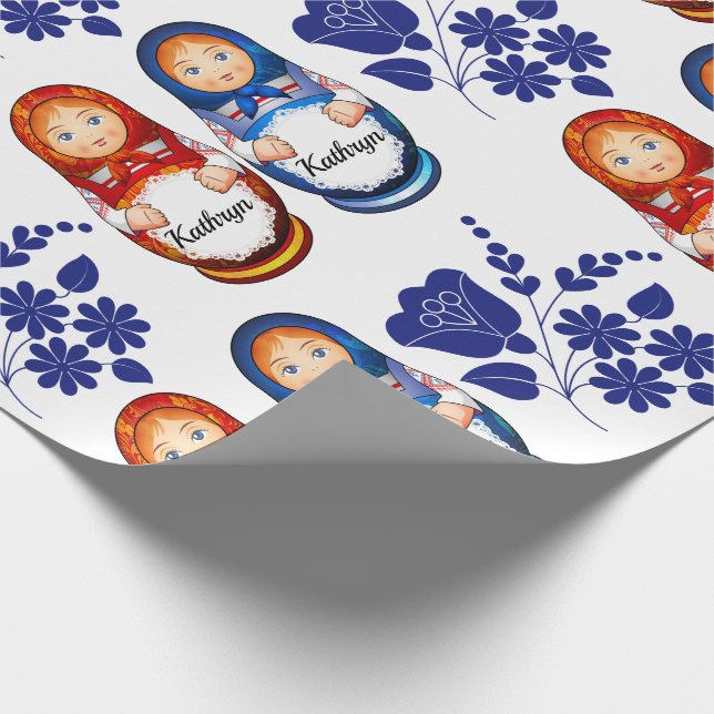 Papel De Presente Bonecas Matryoshka personalizadas russas (Ponta)
