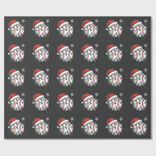 Papel De Presente Boneco de Neve Beisebol Natal Papai Noel Beisebol
