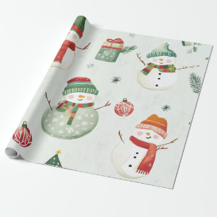 Papel De Presente Boneco de neve caprichoso Branco