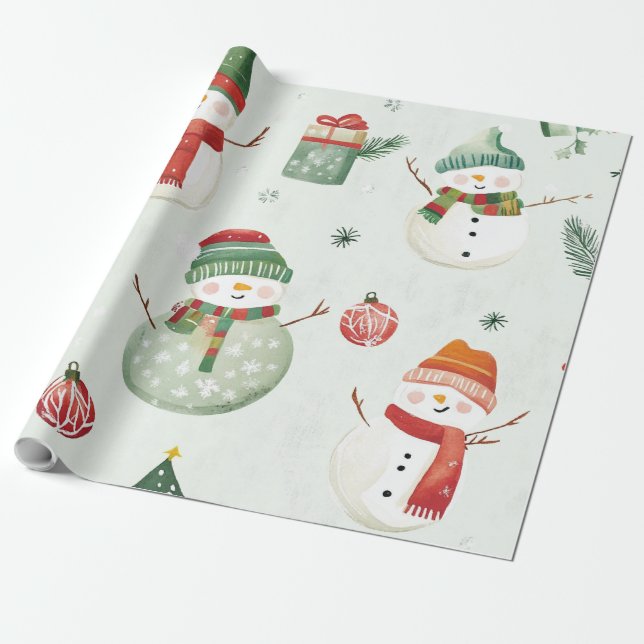 Papel De Presente Boneco de neve caprichoso Branco (Desenrolado)