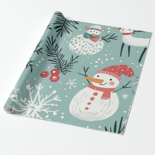 Papel De Presente Boneco de neve caprichoso Branco