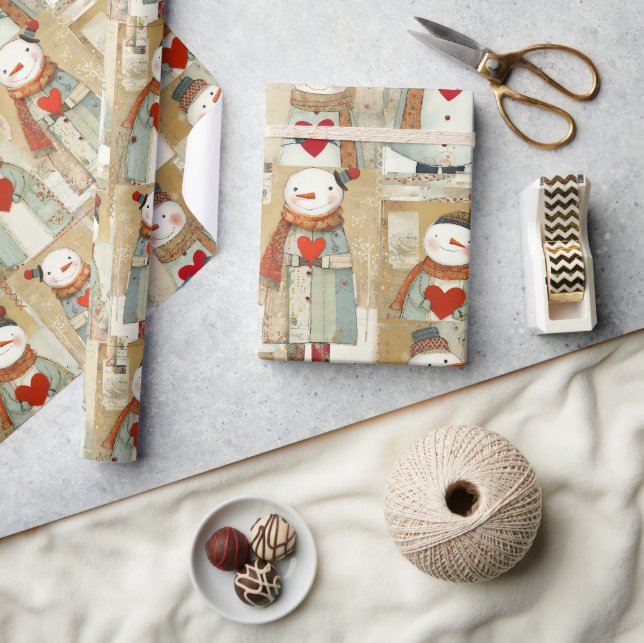 Papel De Presente Boneco de Neve Caprichoso Terra Amor (Artesanato)