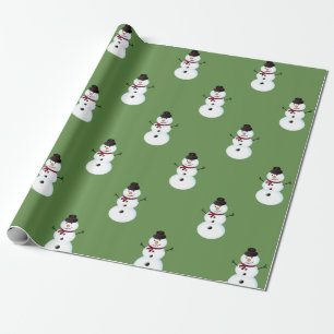 Papel De Presente Boneco de Neve Cinza Com Chapéu
