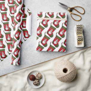 Papel De Presente Boneco de Neve Colorido no Padrão de Meia de Natal