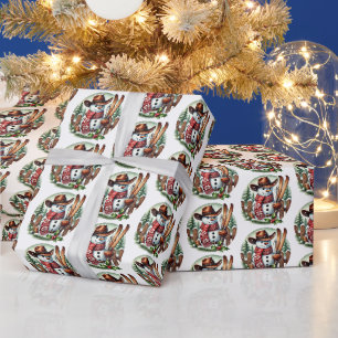 Papel De Presente Boneco de neve Country Western Christmas