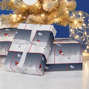 Papel De Presente Boneco de Neve de Natal Com Estrela Dourada