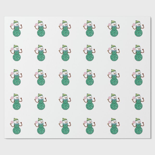 Papel De Presente Boneco de Neve de Pickleball Natal Divertido  (Aberto)
