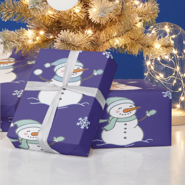 Papel De Presente Boneco de Neve Invernal Aconchegante (Feriados)
