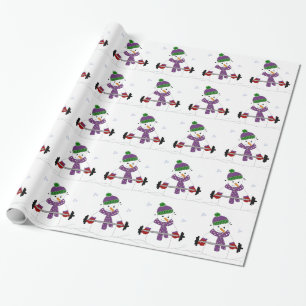 Papel De Presente Boneco de Neve Levantando Pesos