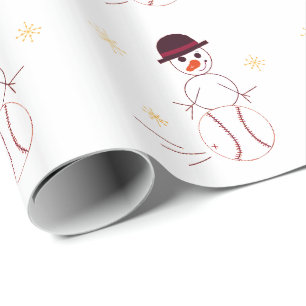 Papel De Presente Boneco de neve que joga o basebol