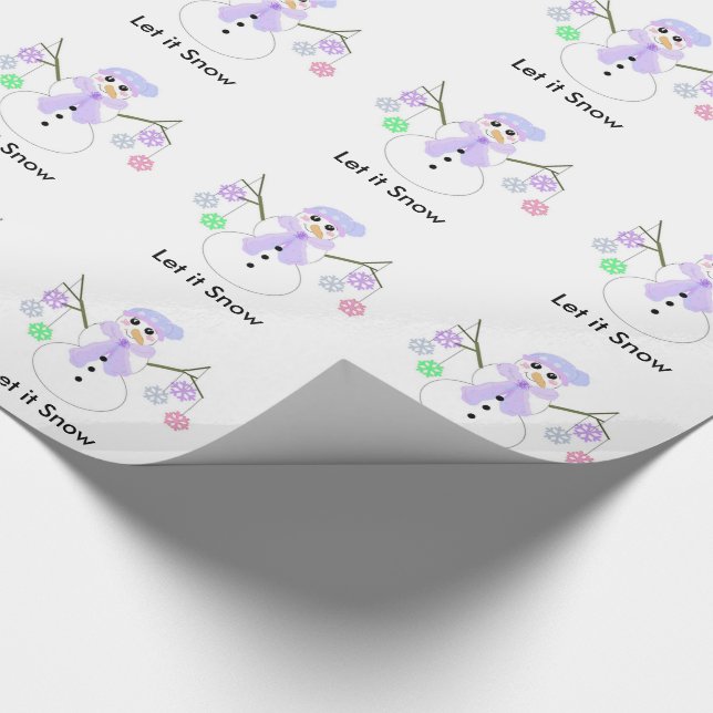 Papel De Presente Boneco de Neve Segurando Flocos de Neve (Ponta)