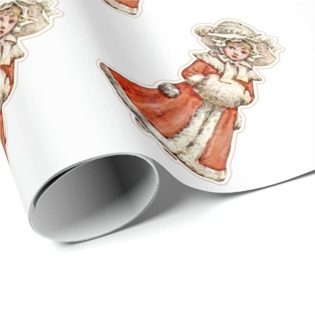 Papel De Presente Boneco de papel infantil vitoriano muff de casaco  (Ponta do rolo)