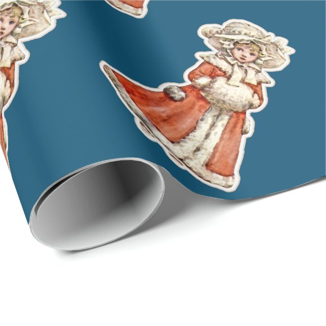 Papel De Presente Boneco de papel infantil vitoriano muff de casaco  (Ponta do rolo)