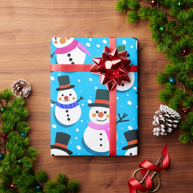 Papel De Presente bonecos de neve (Presente de Natal)
