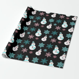 Papel De Presente Bonecos de neve e cerceta dos flocos de neve e