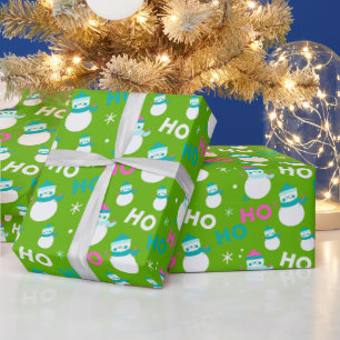 Papel De Presente Bonecos de Neve Flocos de Neve Ho Ho Ho Natal Mode