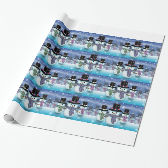 Papel De Presente Bonecos de Neve Fofos (Desenrolado)