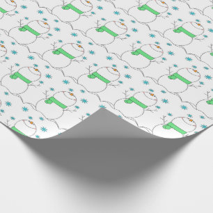 Papel De Presente Bonecos de Neve Fofos com Flocos de Neve