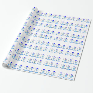 Papel De Presente Bonecos de Neve Jogando Golfe com Taco de Golfe