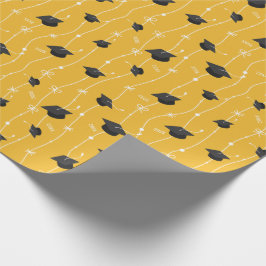 Papel De Presente Bonés de formatura Amarelos e Fita