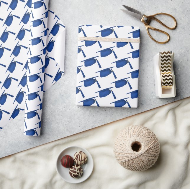 Papel De Presente Bonés de formatura azuis (Artesanato)