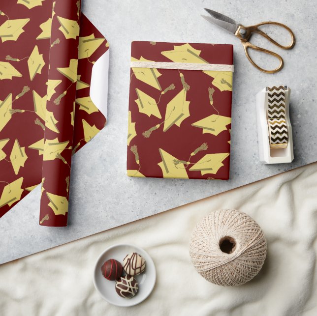 Papel De Presente Bonés de formatura Dourados no Partido Air on Maro (Artesanato)