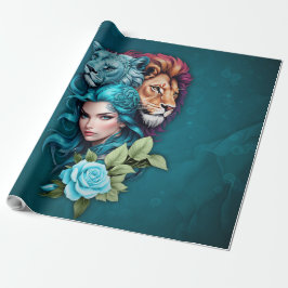 Papel De Presente Bonita cabeça de mulher com olhos expressivos