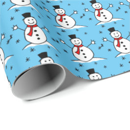 Papel De Presente Bonita Cartoon Snowman no Natal