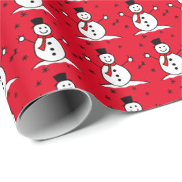Papel De Presente Bonita Cartoon Snowman Red Christmas Wrappaper